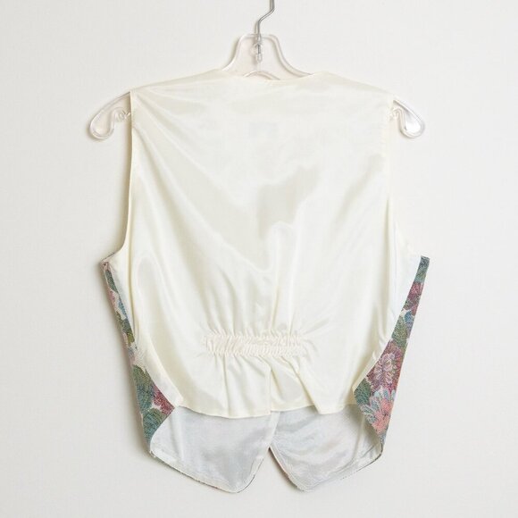 Vintage Floral Boho Embroidered Tapestry Vest Button Up White Small - Picture 2 of 13